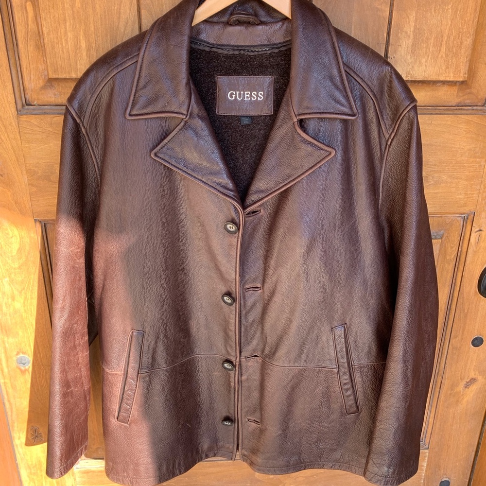 Men’s GUESS Brown Leather Jacket